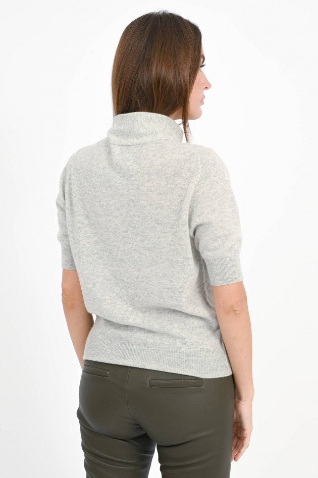 Allude Cashmere-Polo mit Schleifen-Detail in Hellgrau