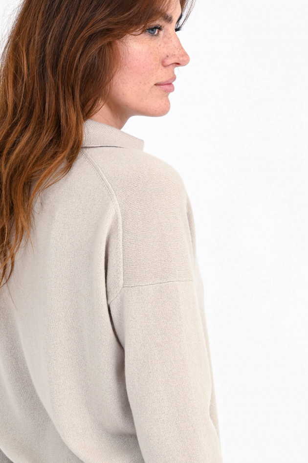 Allude Cashmerepullover mit Polokragen in Beige