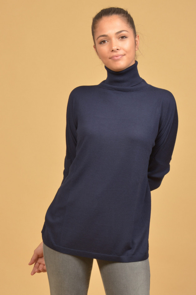 Allude Rollkragenpullover aus Wolle in Navy