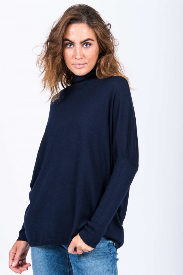 Allude Rollkragenpullover mit Schlitz-Detail in Marine