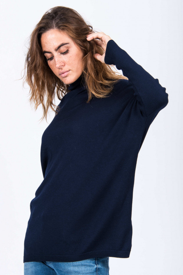 Allude Rollkragenpullover mit Schlitz-Detail in Marine