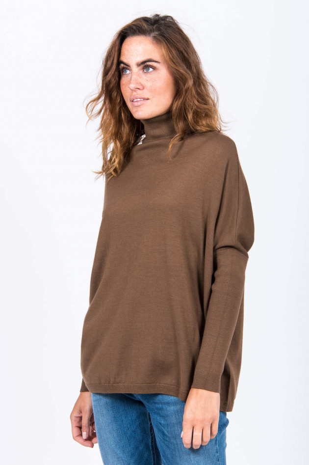 Allude Rollkragenpullover mit Schlitz-Detail in Zimt