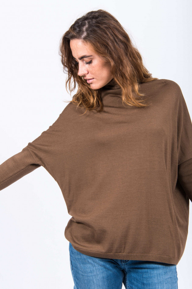 Allude Rollkragenpullover mit Schlitz-Detail in Zimt