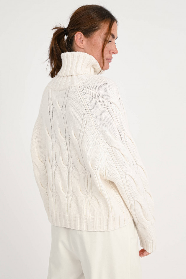 Allude Pullover mit Zopfmuster in Creme