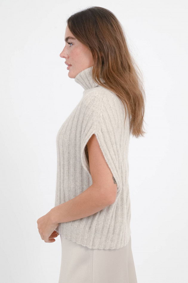 Allude Ärmelloser Rollkragenpullover in Sand meliert