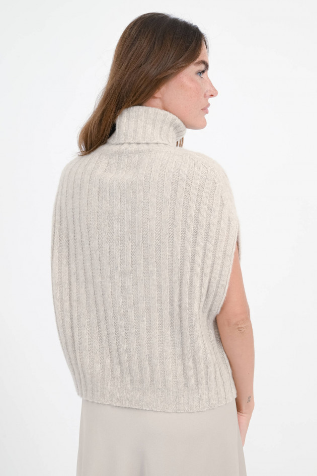 Allude Ärmelloser Rollkragenpullover in Sand meliert