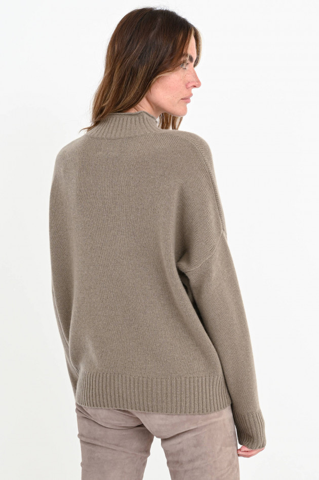 Allude Kaschmir-Pullover mit Stehkragen in Taupe