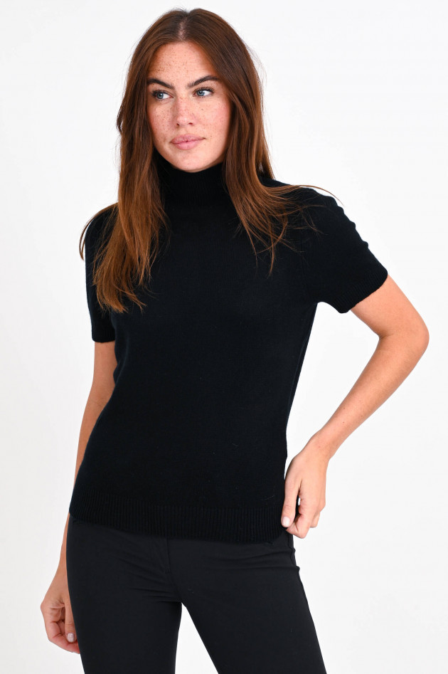 Allude Kurzarm-Pullover aus Cashmere in Schwarz