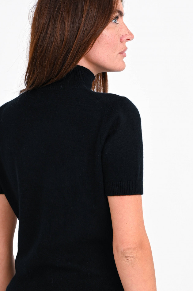 Allude Kurzarm-Pullover aus Cashmere in Schwarz