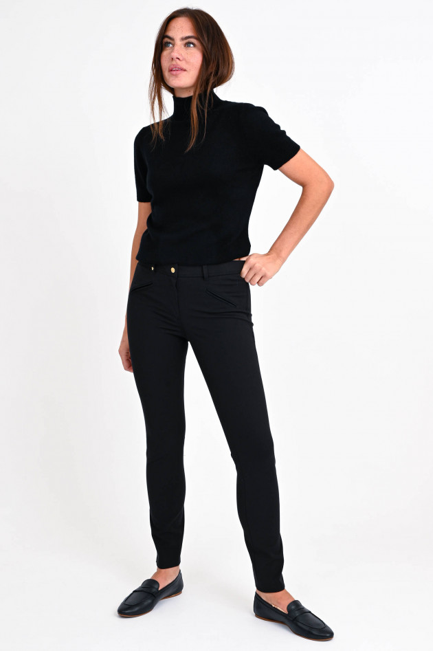 Allude Kurzarm-Pullover aus Cashmere in Schwarz