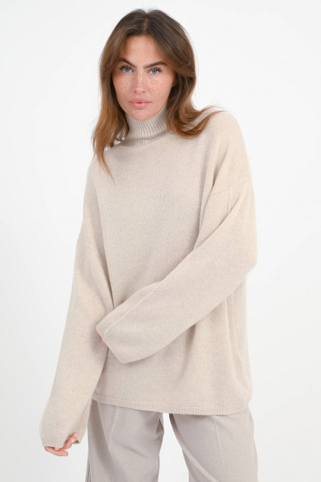 Allude Turtle-Neck Cashmere-Pullover in Beige