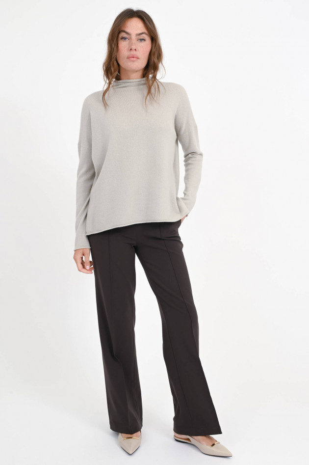 Allude Cashmere-Pullover mit Stehkragen in Salbeigrau