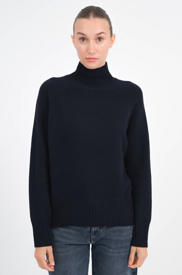 Allude Turtleneck-Pullover aus Cashmere-Woll-Mix in Navy