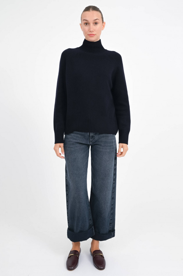Allude Turtleneck-Pullover aus Cashmere-Woll-Mix in Navy