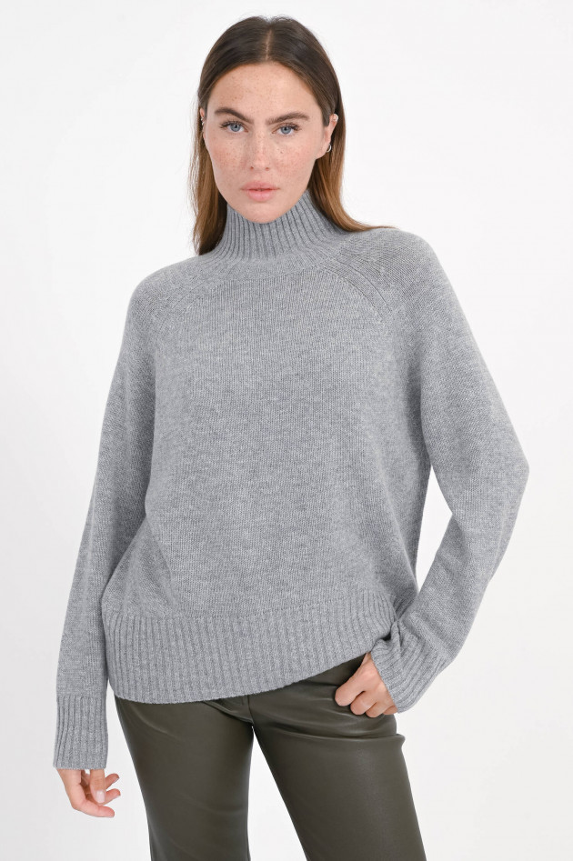 Allude Turtle-Neck-Pullover aus Cashmere-Woll-Mix in Grau