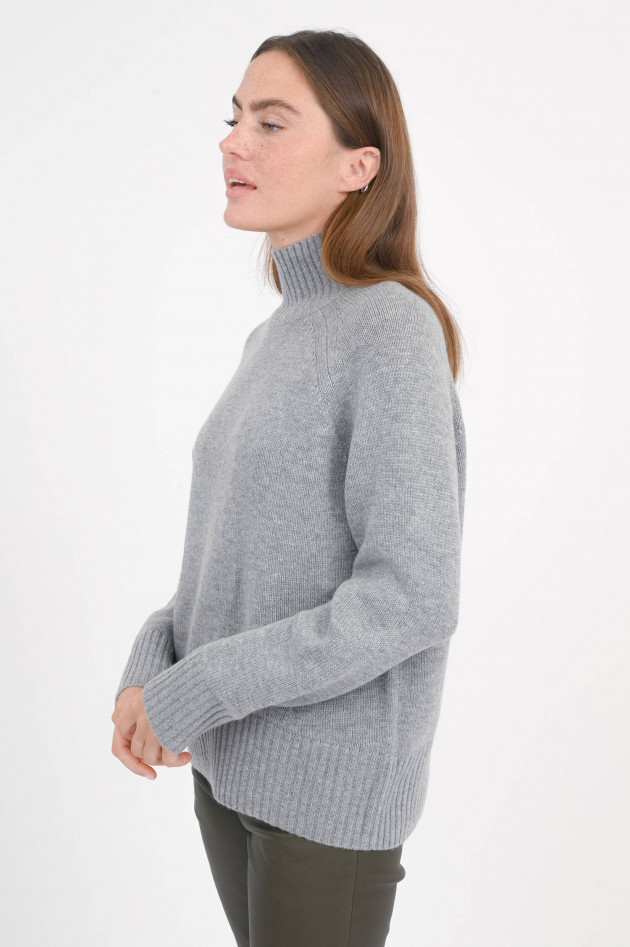 Allude Turtle-Neck-Pullover aus Cashmere-Woll-Mix in Grau