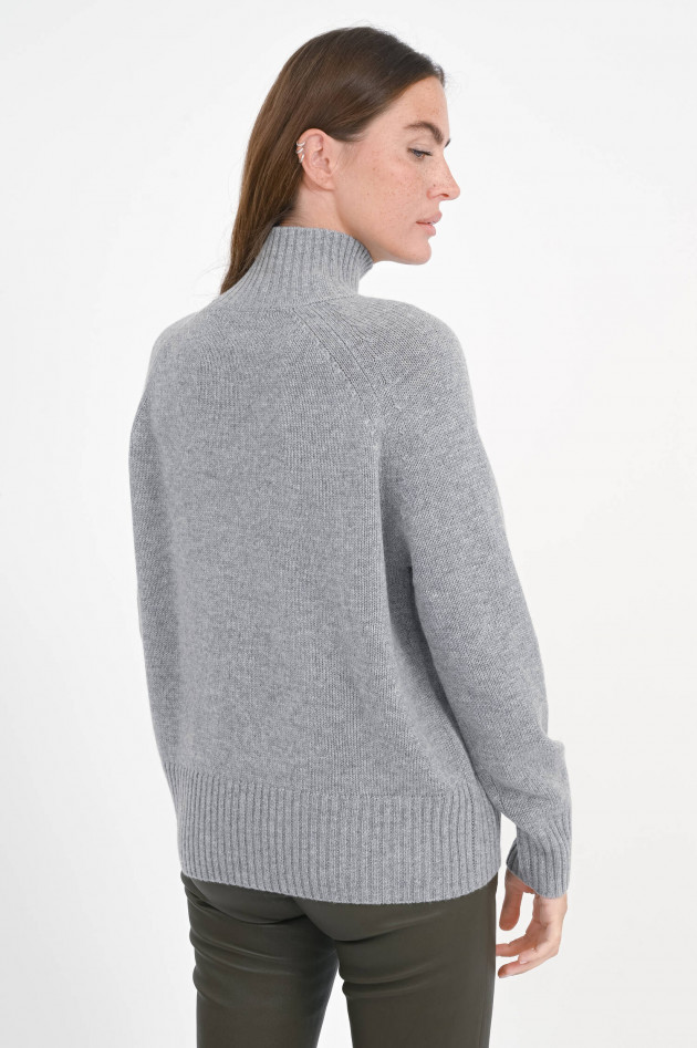 Allude Turtle-Neck-Pullover aus Cashmere-Woll-Mix in Grau