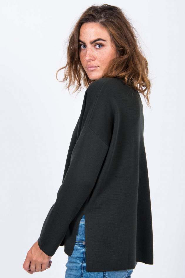 Allude Oversized-Schurwollpullover in Dunkelgrün