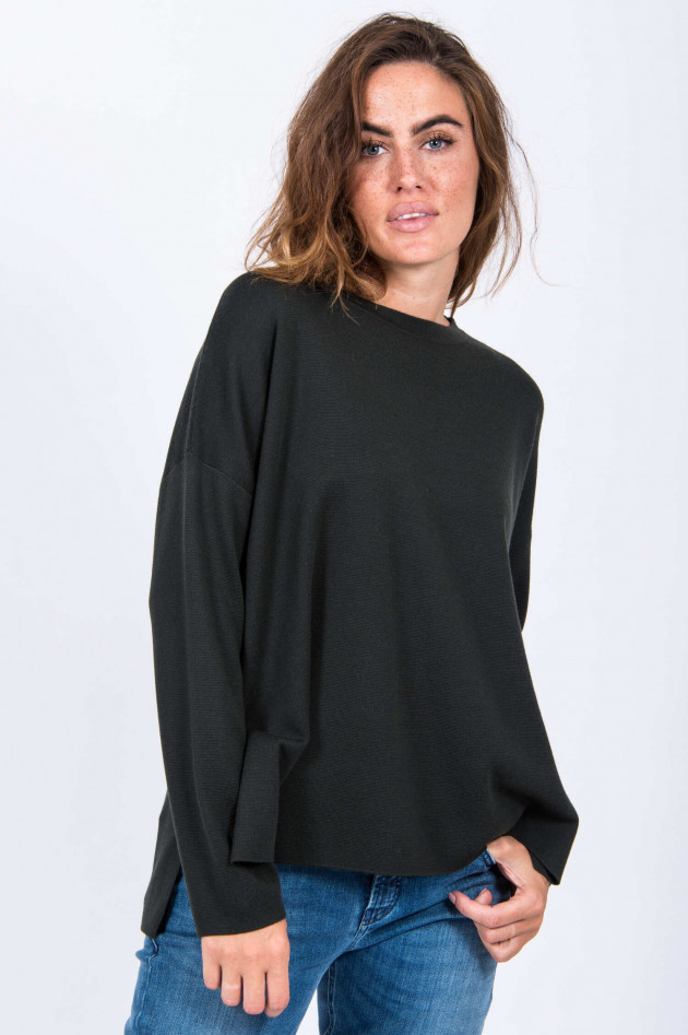 Allude Oversized-Schurwollpullover in Dunkelgrün
