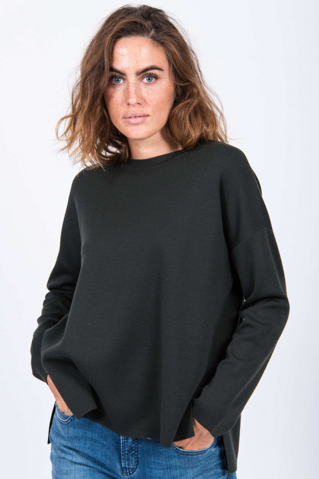 Allude Oversized-Schurwollpullover in Dunkelgrün