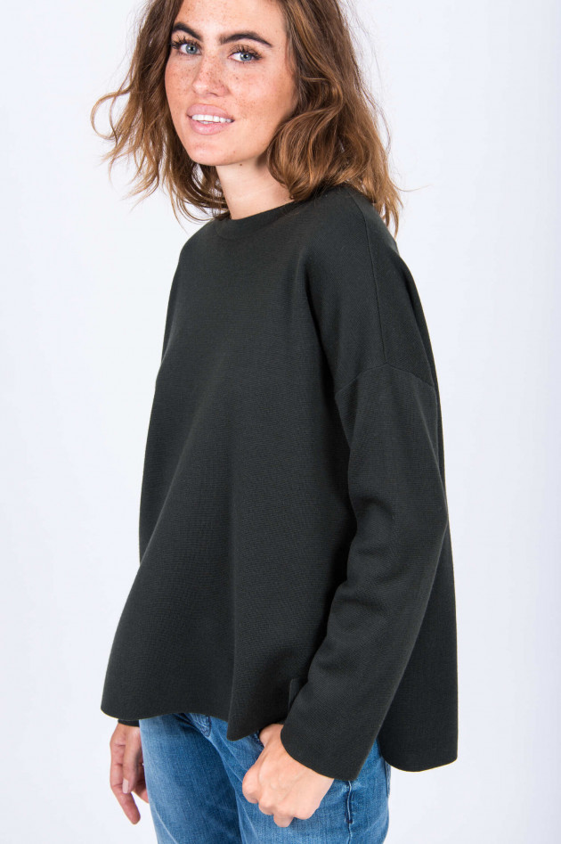 Allude Oversized-Schurwollpullover in Dunkelgrün