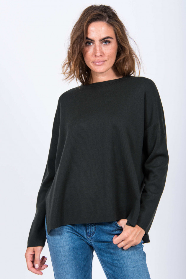 Allude Oversized-Schurwollpullover in Dunkelgrün