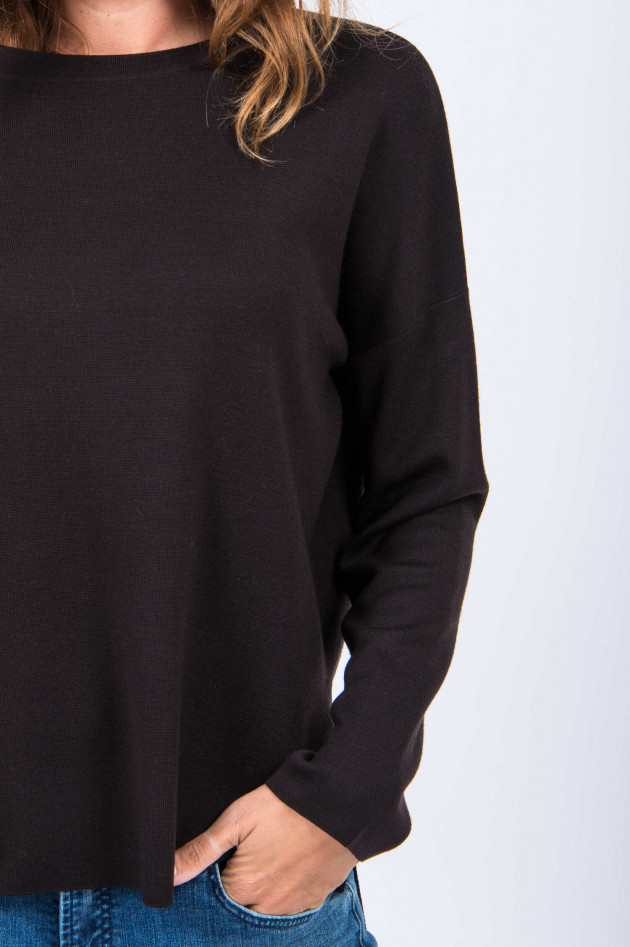 Allude Oversized-Schurwollpullover in Dunkelbraun