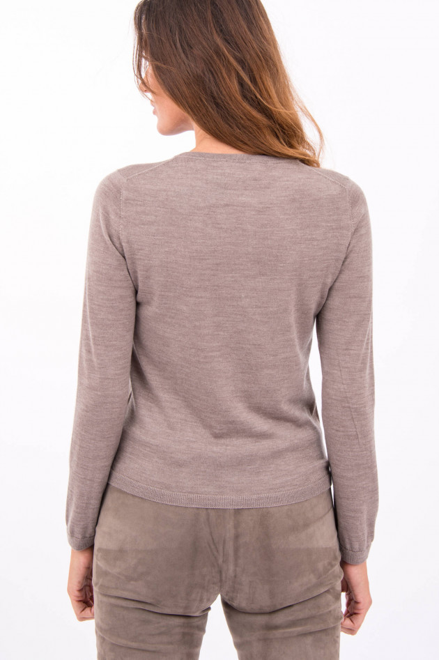 Allude Basic Feinstrickpullover in Hellbraun