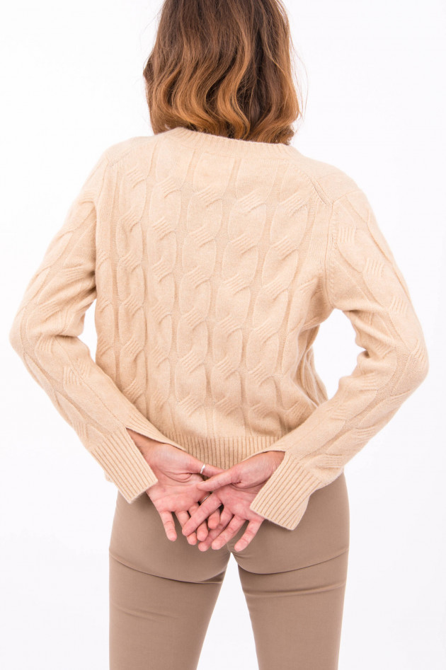 Allude Pullover mit raffinierten Zopfmuster in Beige