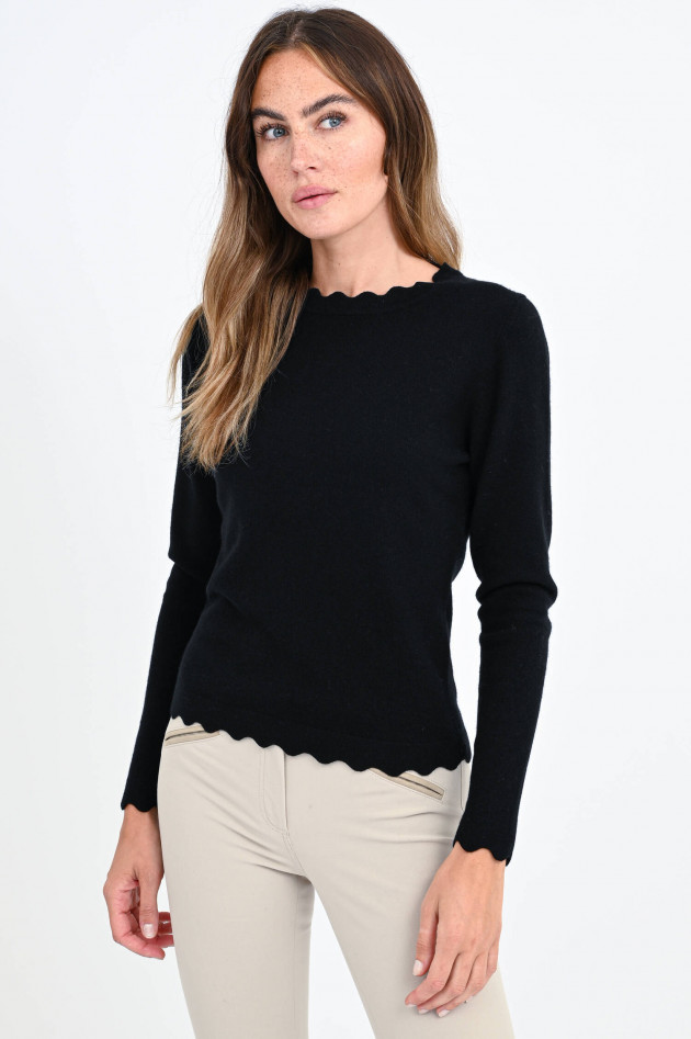 Allude Strickpullover mit Wellenkante in Schwarz