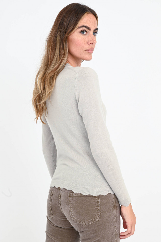 Allude Strickpullover mit Wellenkante in Weißgrau