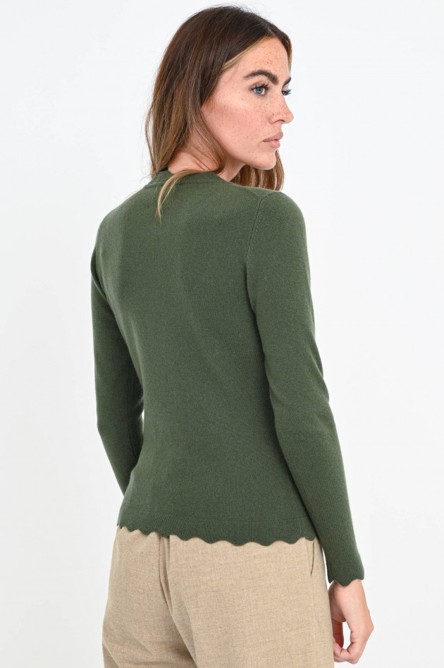 Allude Strickpullover mit Wellenkante in Oliv