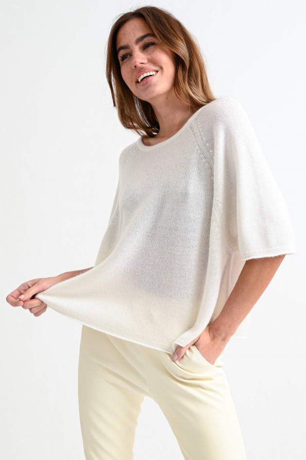 Allude Kurzarm Pullover aus Cashmere in Natur