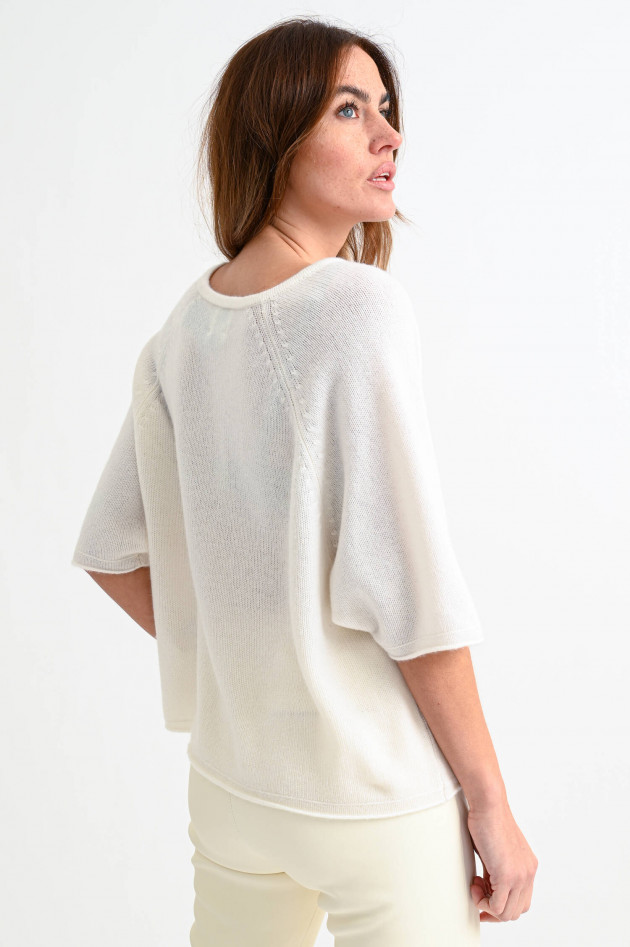 Allude Kurzarm Pullover aus Cashmere in Natur