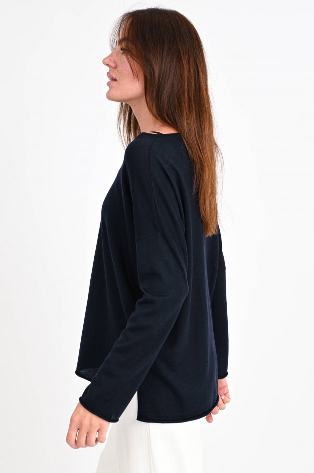 Allude Feinstrickpullover aus Wolle in Navy