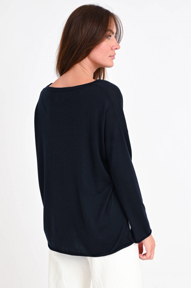 Allude Feinstrickpullover aus Wolle in Navy