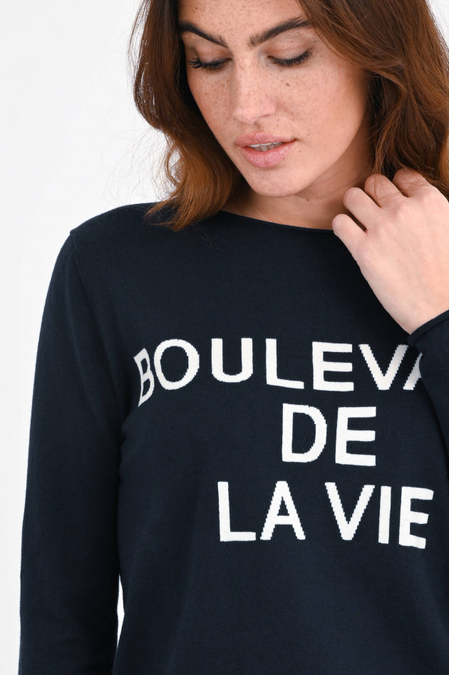 Allude Pullover mit Schriftzug in Navy