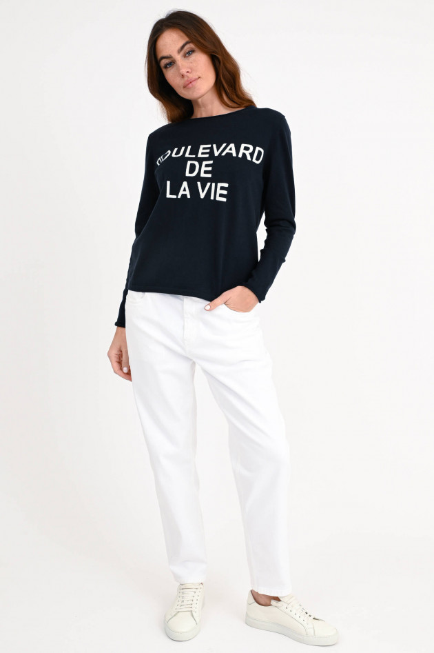 Allude Pullover mit Schriftzug in Navy