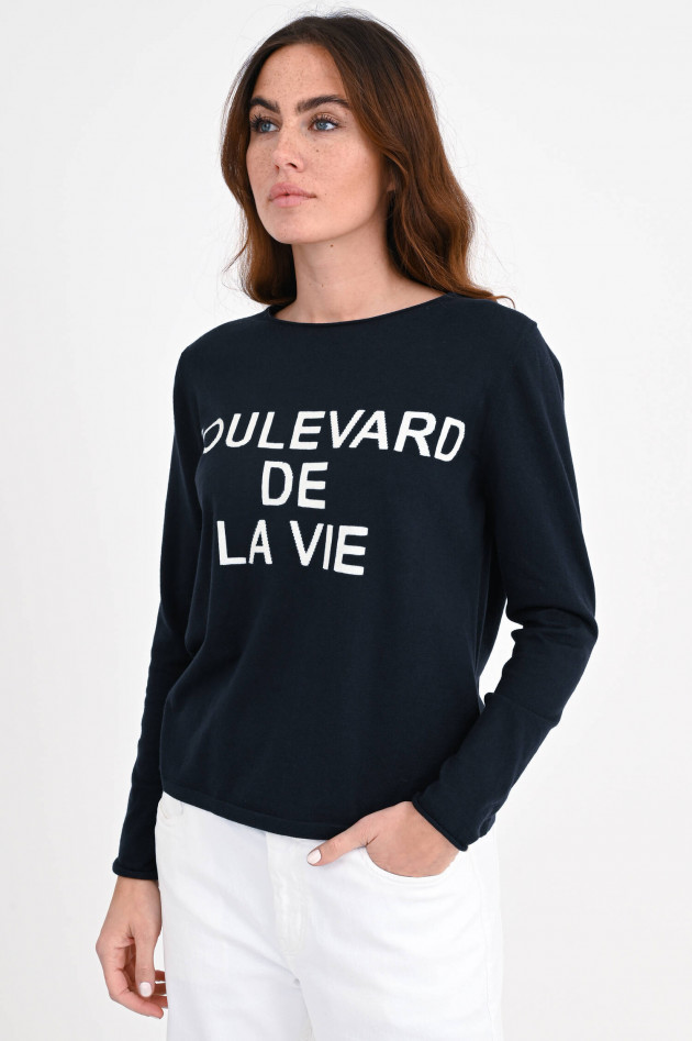 Allude Pullover mit Schriftzug in Navy