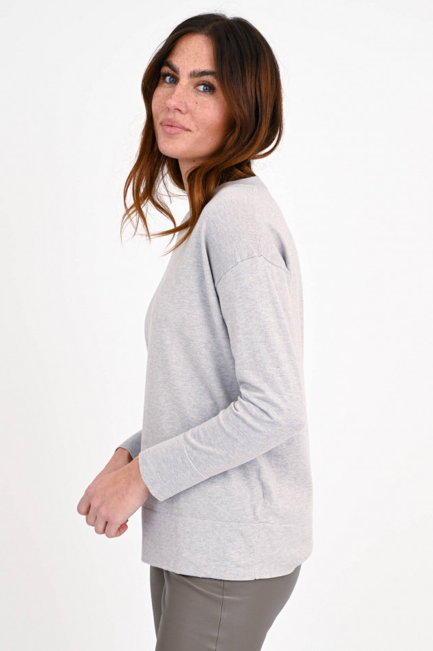 Allude Leichter Feinstrick-Pullover in Greige meliert