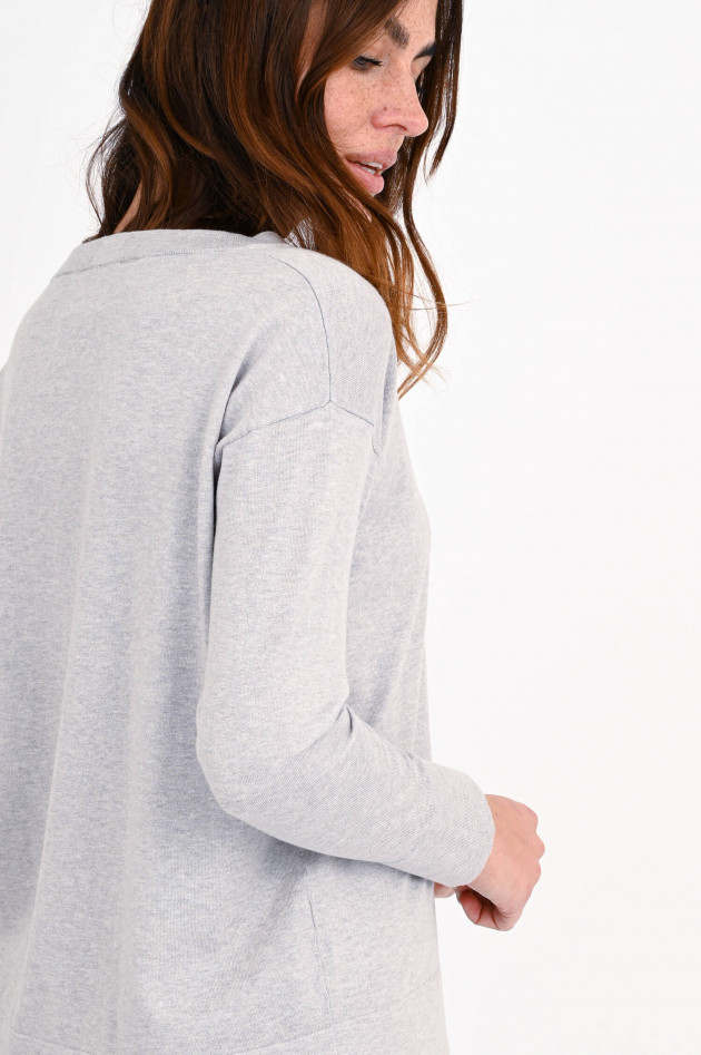 Allude Leichter Feinstrick-Pullover in Greige meliert