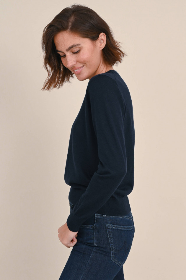 Allude Feinstrick Cashmere Pullover in Navy