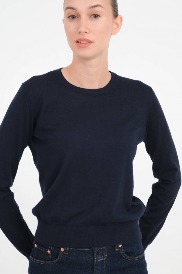 Allude Feinstrick Cashmere Pullover in Navy