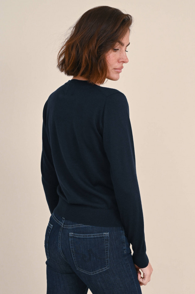 Allude Feinstrick Cashmere Pullover in Navy