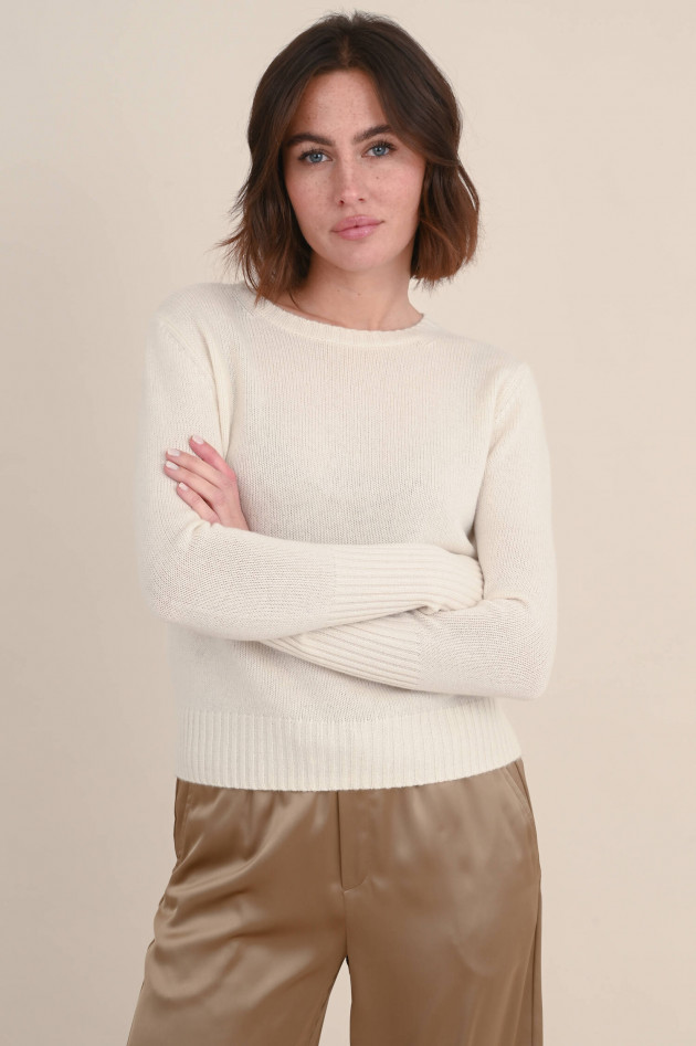 Allude Cashmere Pullover mit Rippbund in Natur