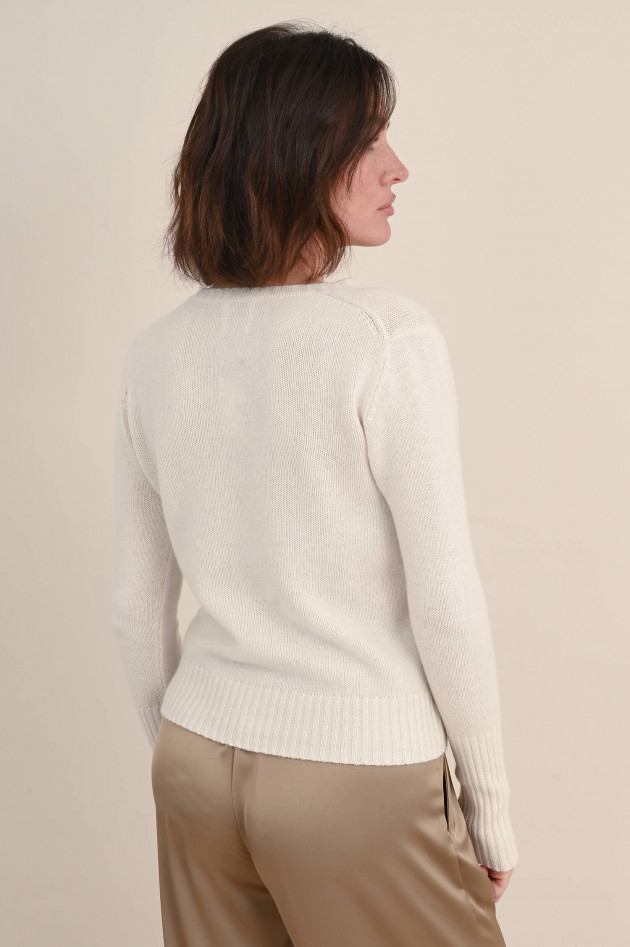 Allude Cashmere Pullover mit Rippbund in Natur