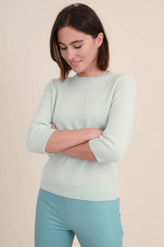 Allude Cashmere Pullover mit 3/4 Arm in Salbei