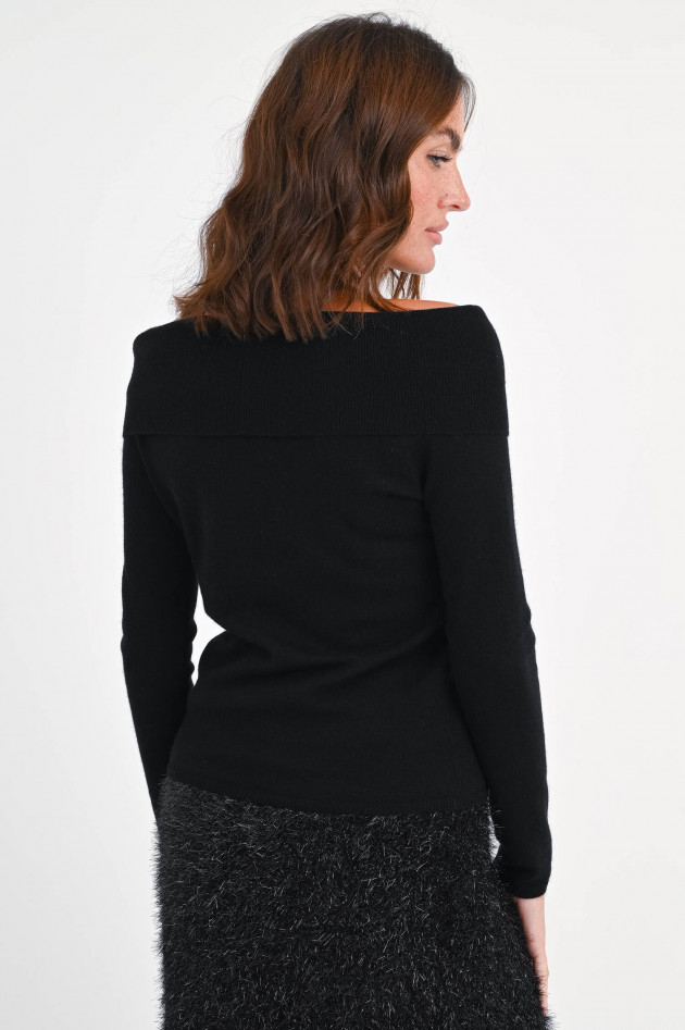 Allude Cashmere-Pullover mit U-Boot-Ausschnitt in Schwarz