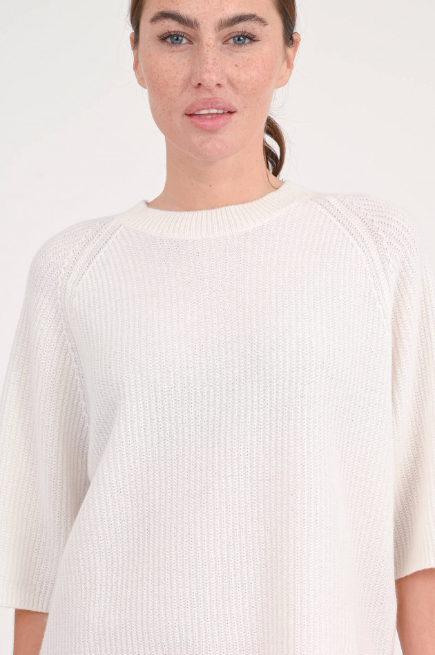 Allude Pullover aus Cashmere mit Rippenmuster in Creme