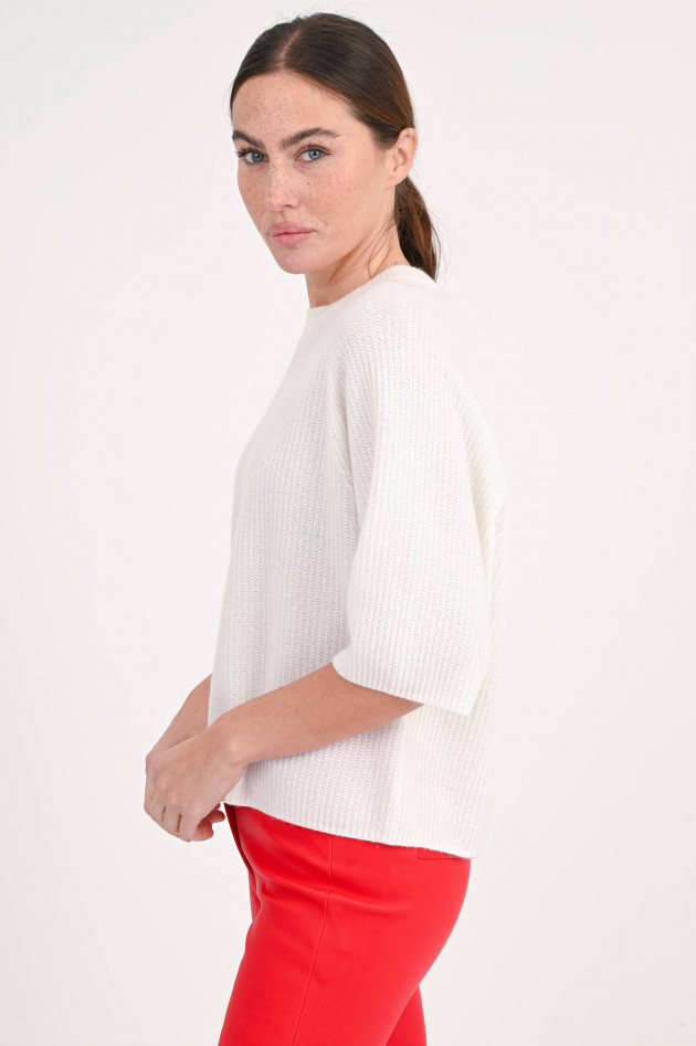 Allude Pullover aus Cashmere mit Rippenmuster in Creme